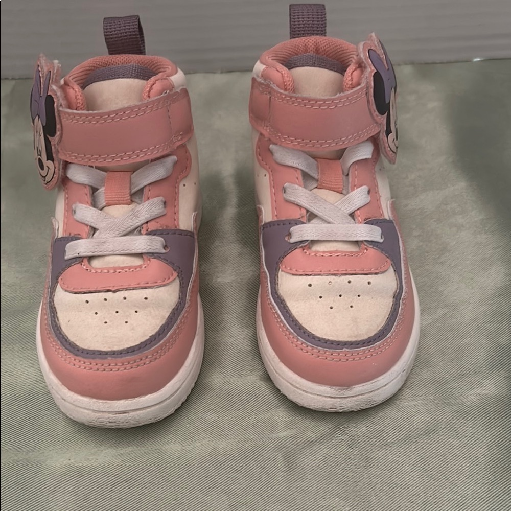 Pink and Purple High-Top Sneakers with Velcro Strap